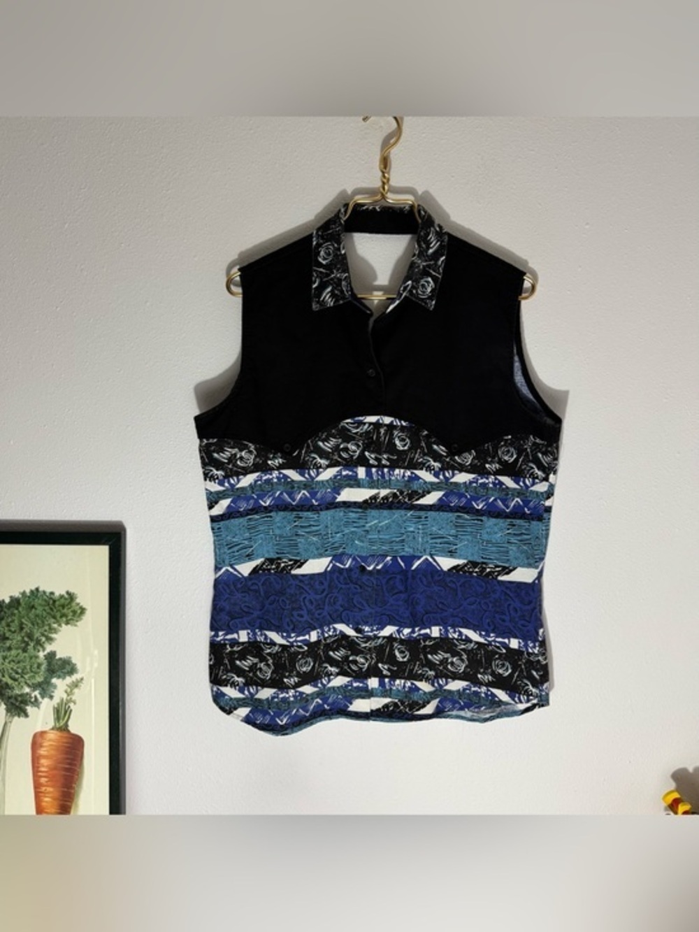 Vintage Roper western mixed print sleeveless button up